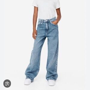 H&M wide Leg Adjustable Waist High Waist Jeans SZ 16